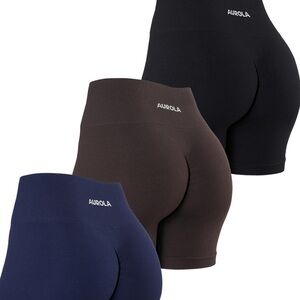 Women's High-Waisted Shorts - Black, Brown, and Blue